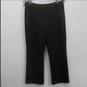 Lafayette 148 New York Manhattan Black Wide-Leg Pants Size 8 Zipper pockets